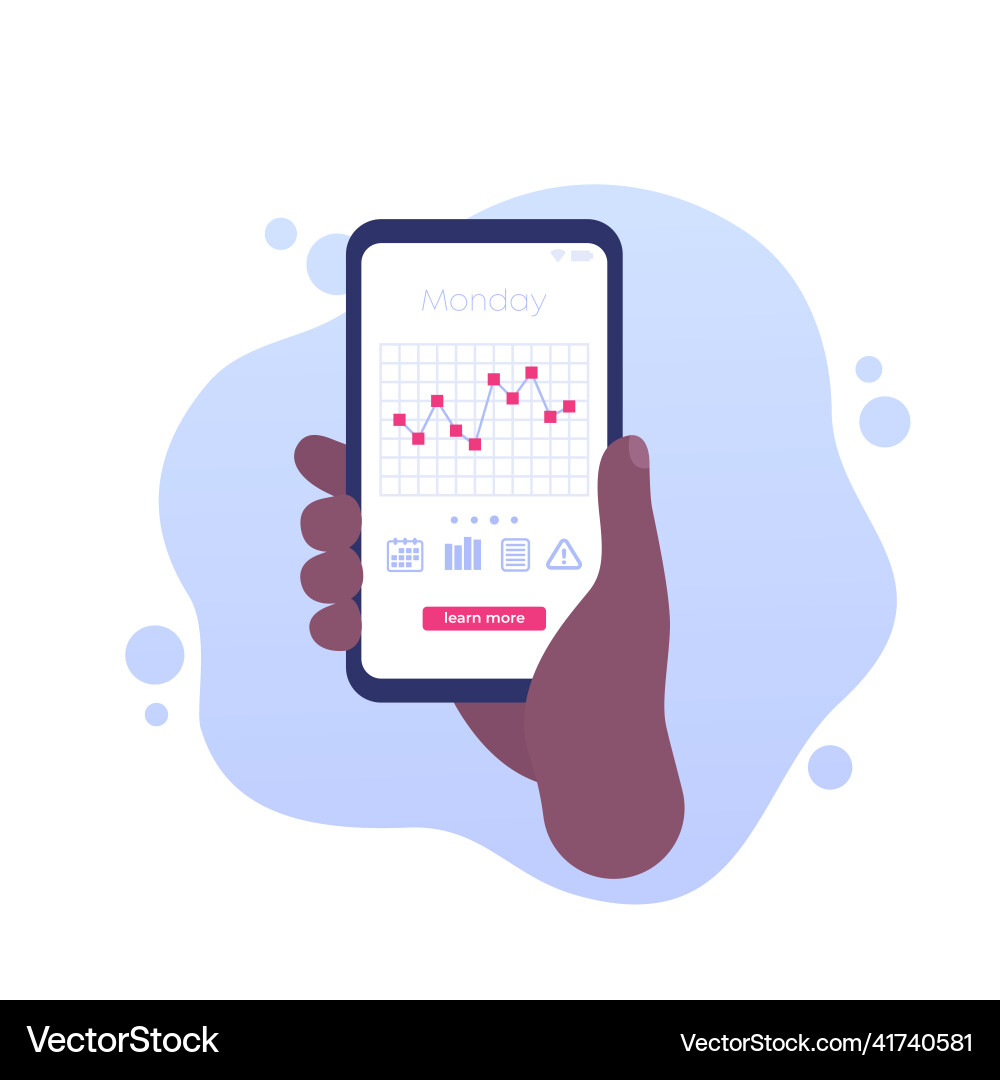Glucose levels chart in mobile app Glucose levels chart in mobile app vector image