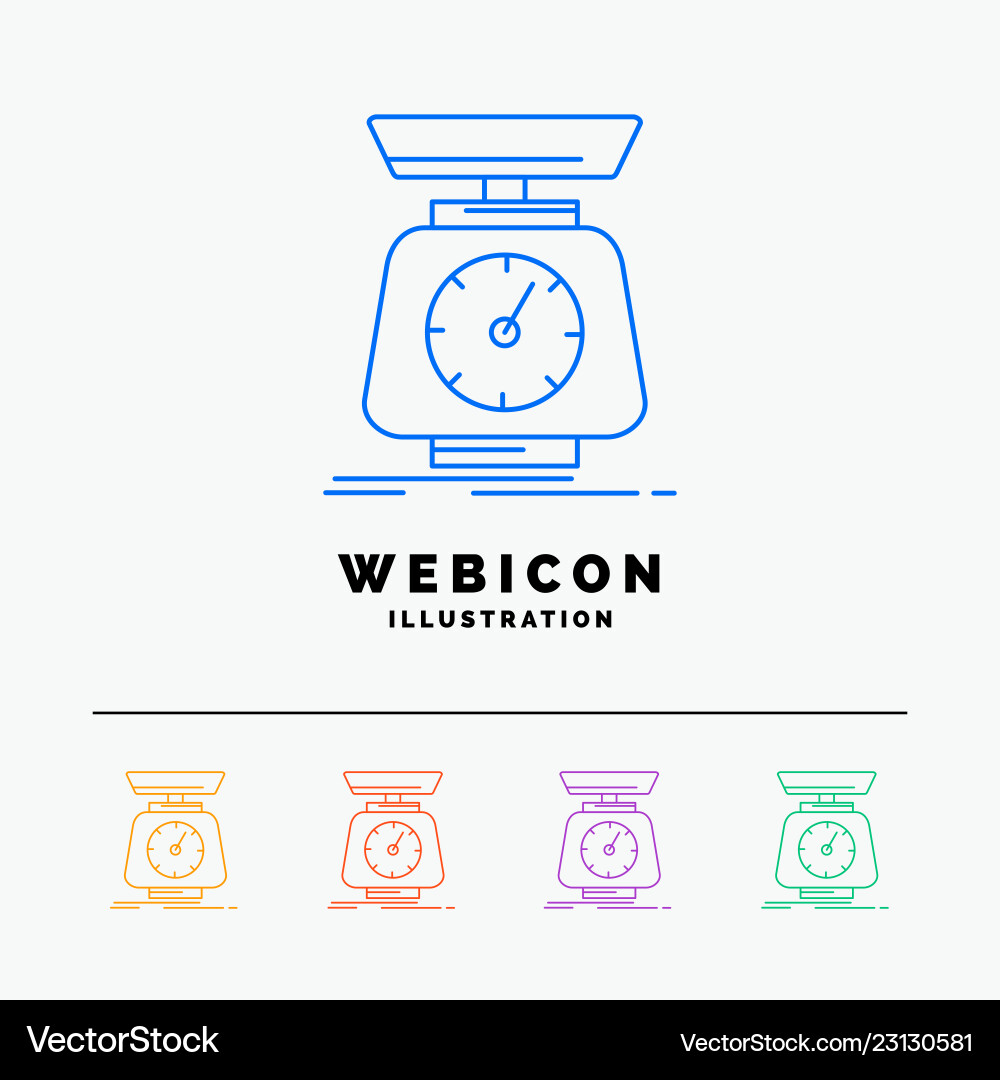 Implementation mass scale scales volume 5 color Implementation mass scale scales volume 5 color Vector Image