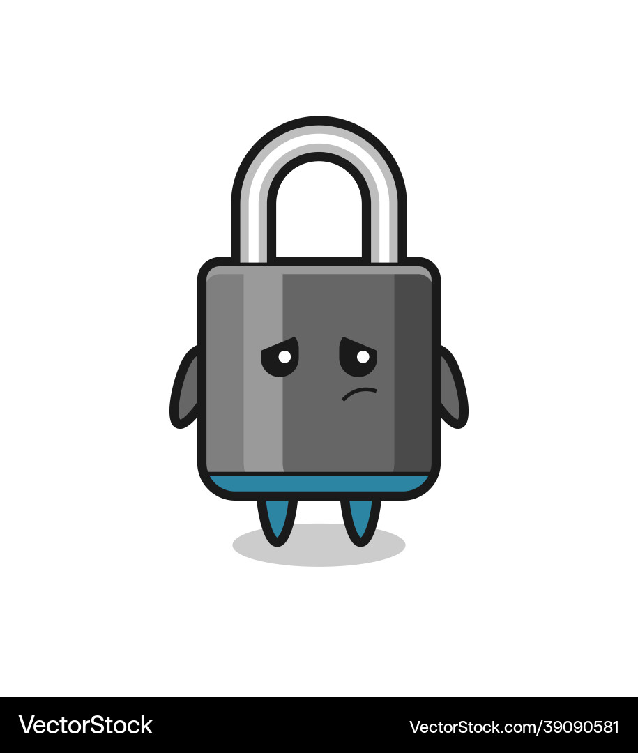 Lazy gesture of padlock cartoon character Lazy gesture of padlock cartoon character vector image