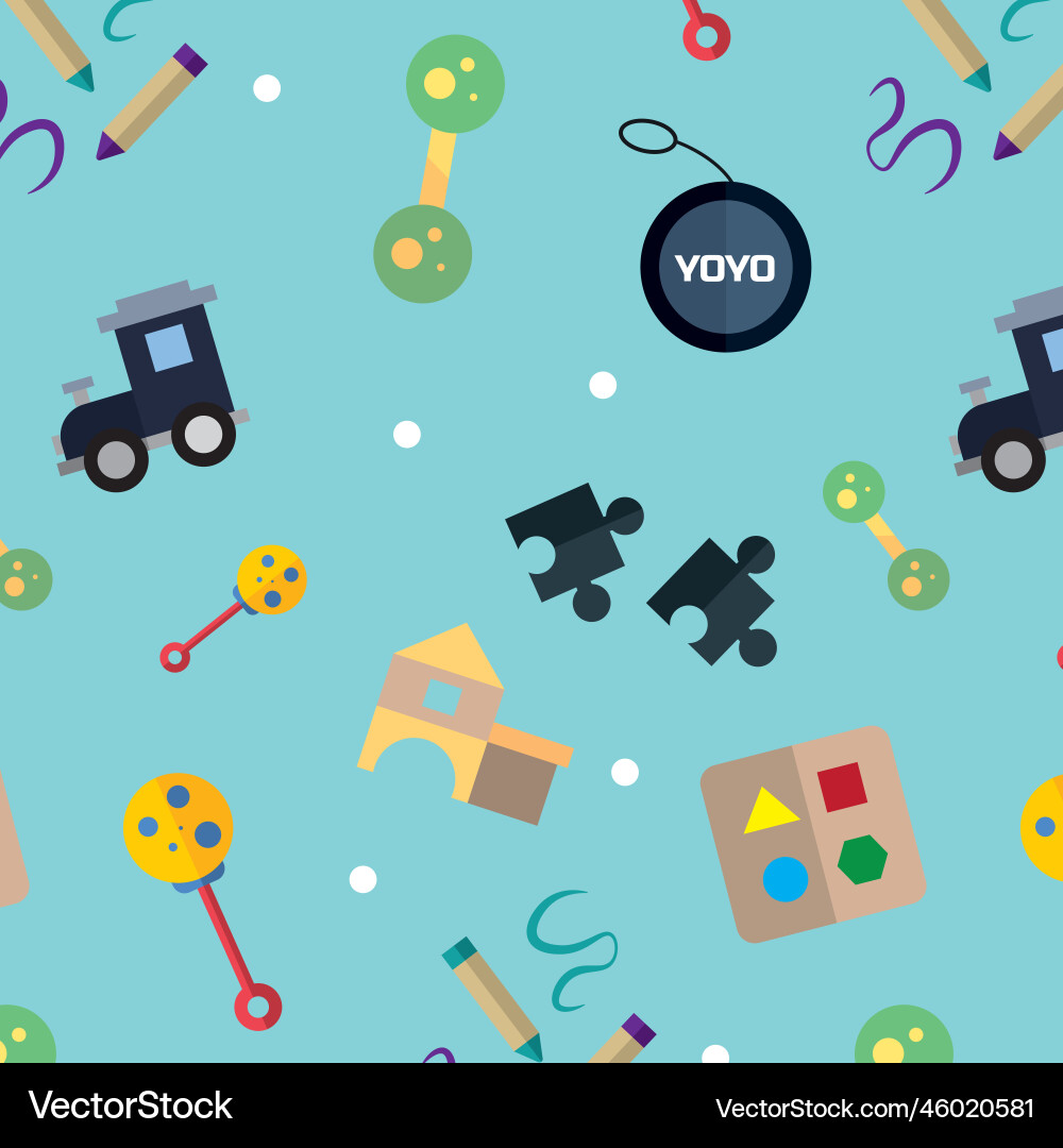 Seamless pattern background with toy icons vector image