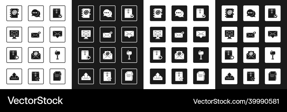 Set envelope and check mark monitor Set envelope and check mark monitor vector image