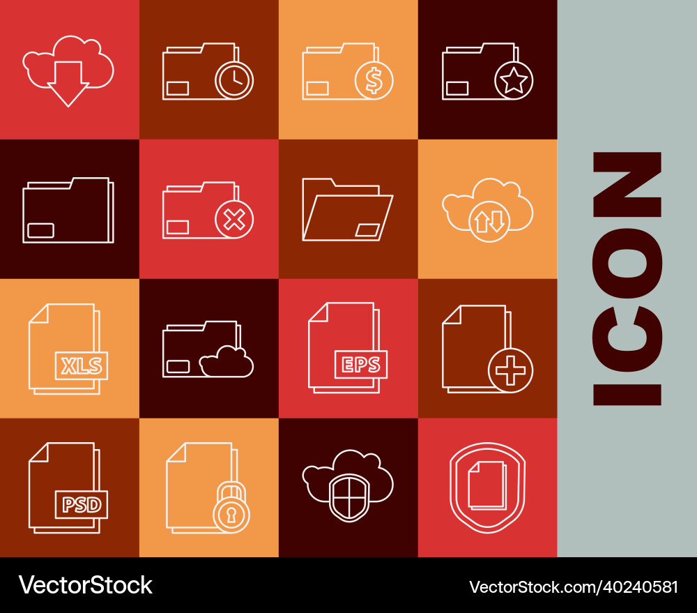 Set line document protection concept add new file Set line document protection concept add new file vector image