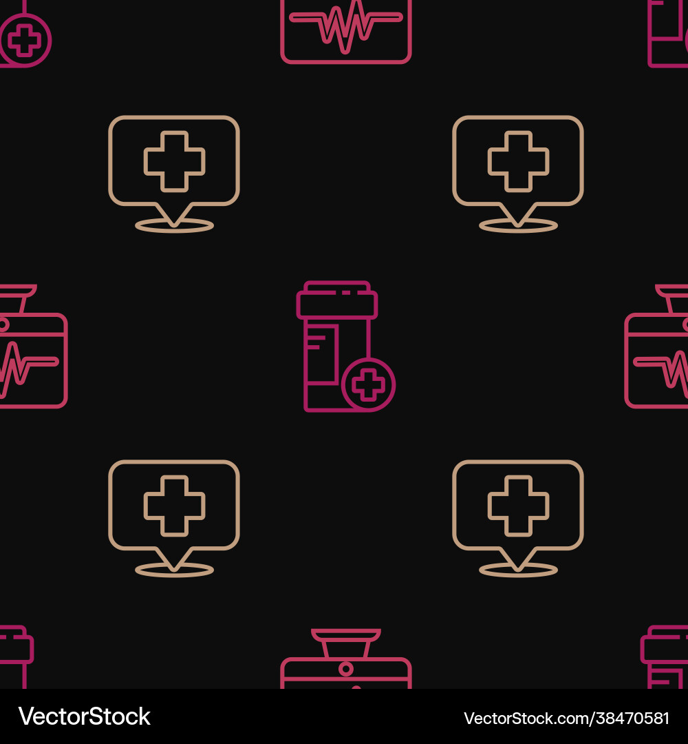 Set line monitor with cardiogram map pointer Set line monitor with cardiogram map pointer vector image