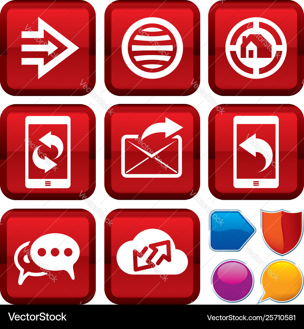 Set net icons on square buttons geometric vector image