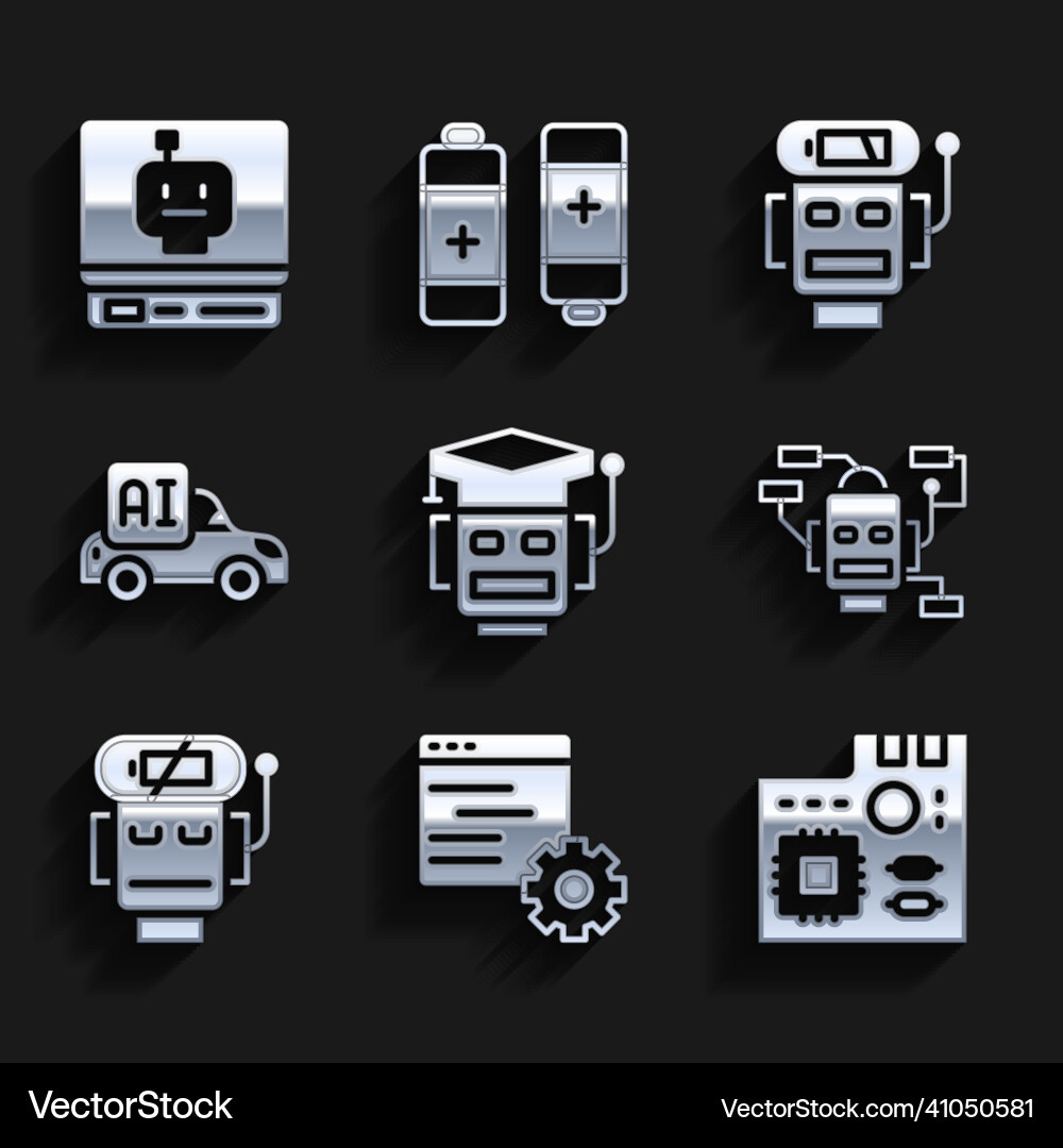 Set robot computer api interface motherboard Vector Image