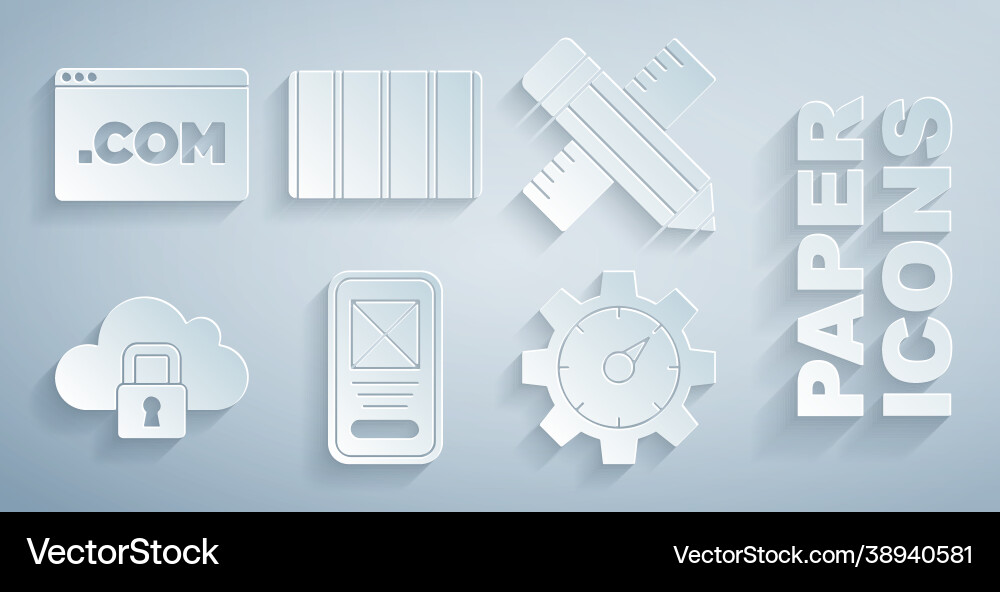 Set ui or ux design crossed ruler and pencil Set ui or ux design crossed ruler and pencil vector image