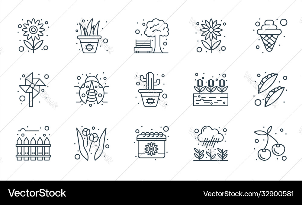 Spring line icons linear set quality Spring line icons linear set quality vector image