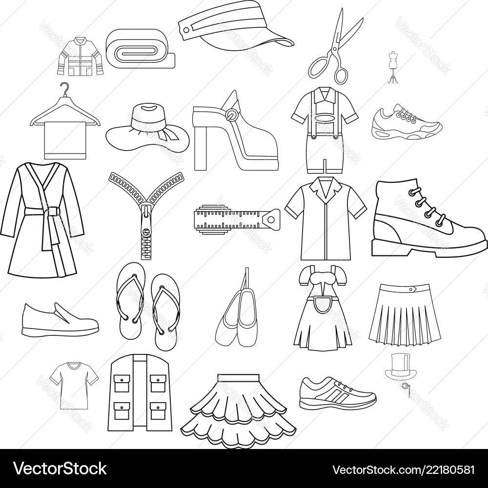 Stitching icons set outline style Vector Image