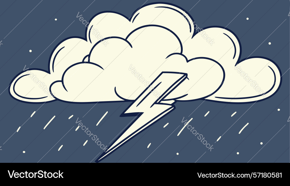 Storm cloud with lightning flash design vector image