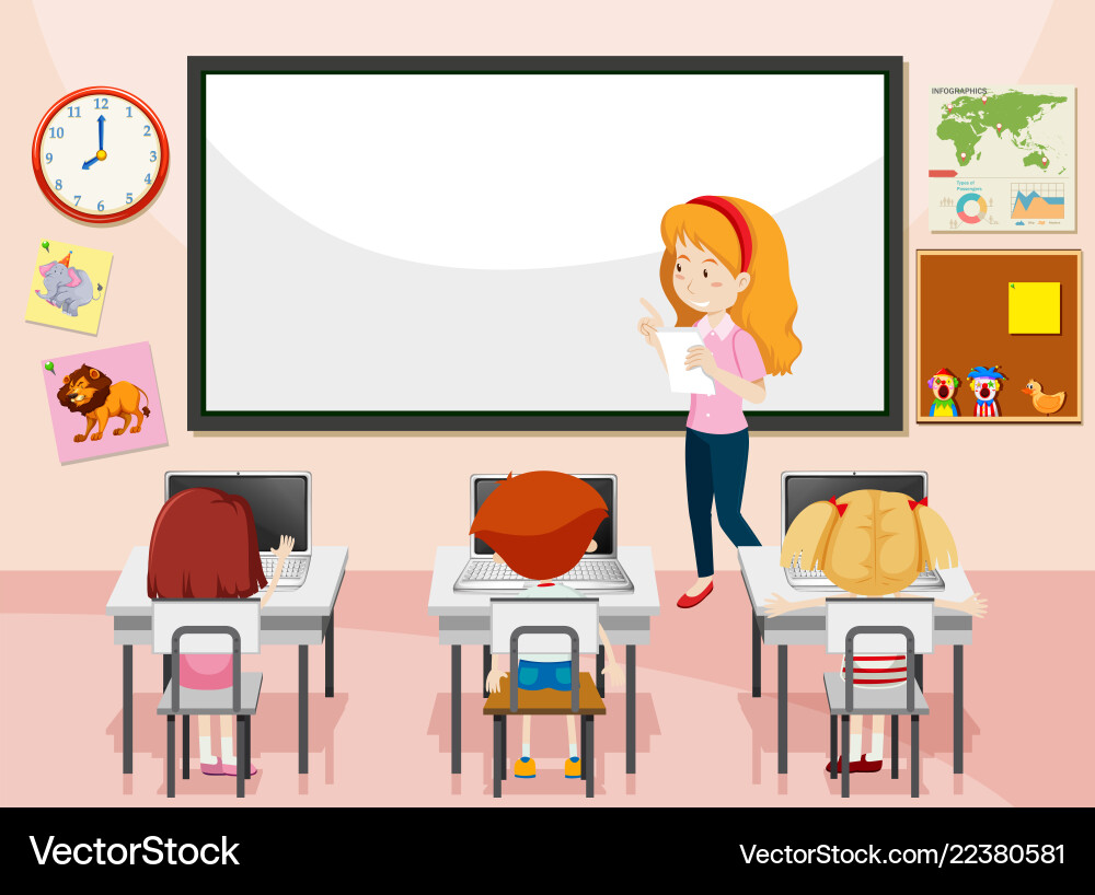 Students in a Computer Class vector image