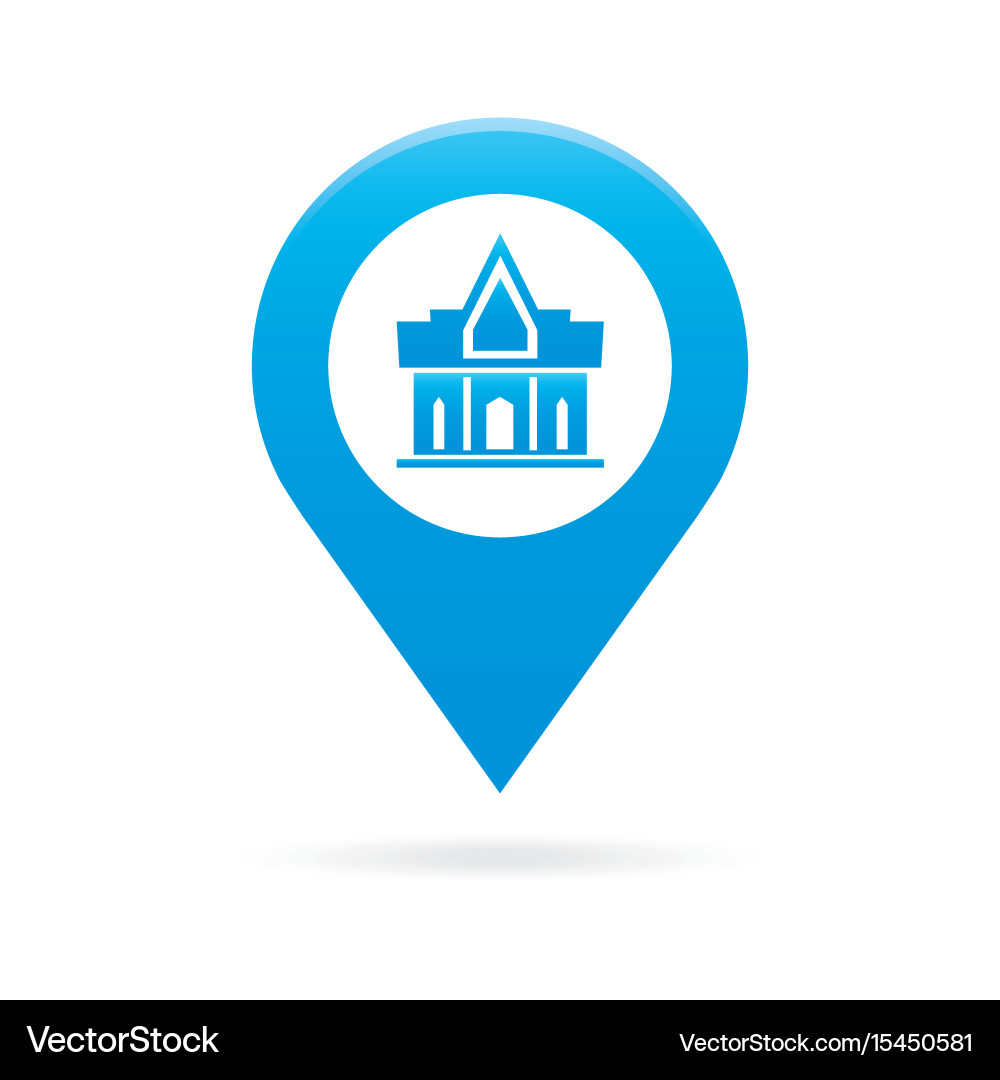 Temple monastery map pointer icon marker gps vector image