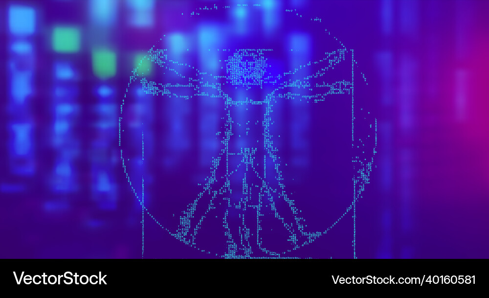 Vitruvian Man - Halftone ASCII Art vector image
