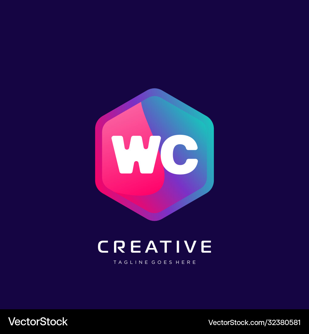 Wc initial logo with colorful template Vector Image