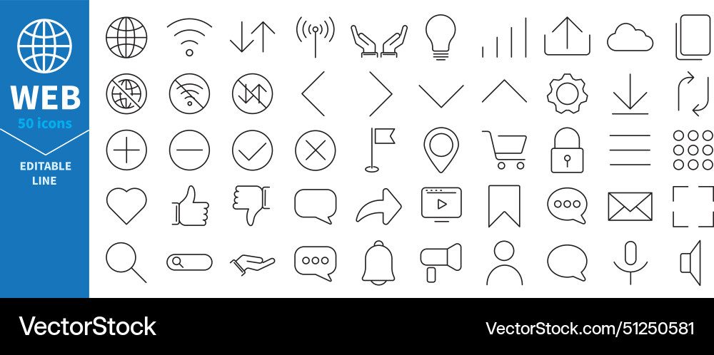Web Icon Set - Thin Line Stroke vector image