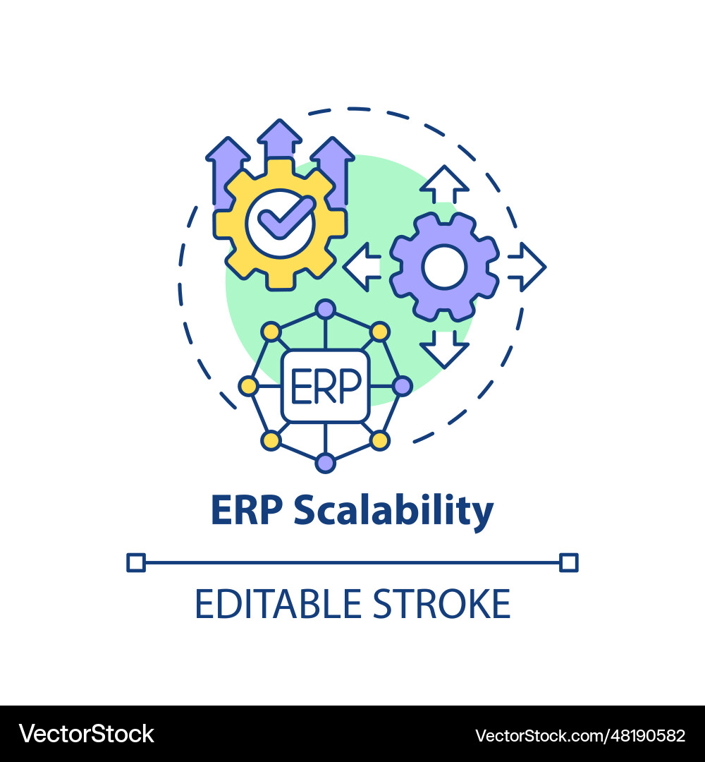 2d customizable erp scalability line icon concept 2d customizable erp scalability line icon concept Vector Image