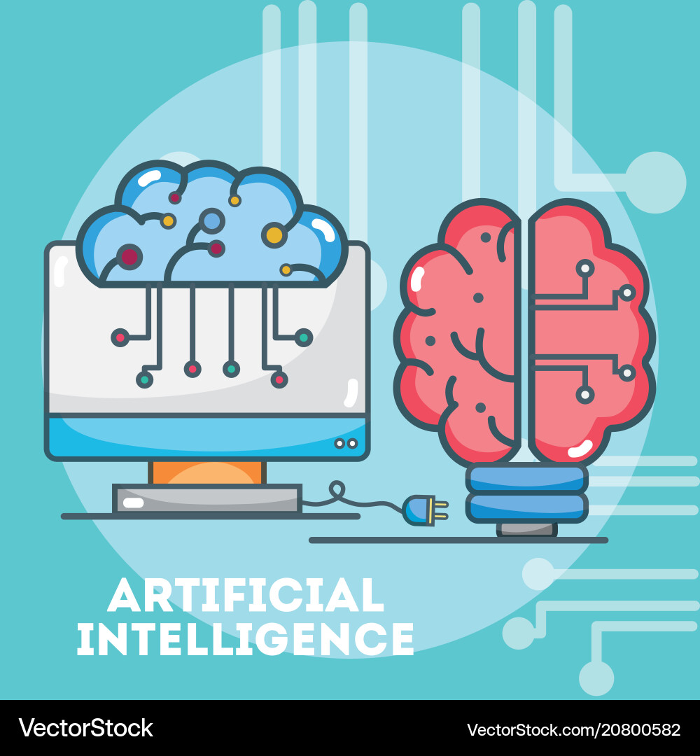 Artificial Intelligence Brain Circuit vector image