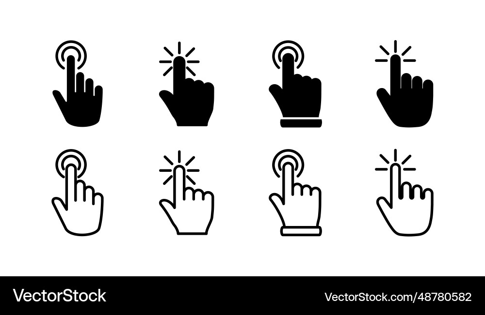 Hand click icon clicking finger pointer Hand click icon clicking finger pointer vector image