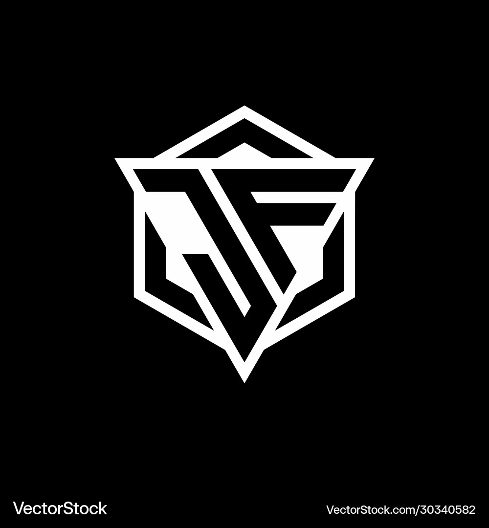 Jf logo monogram with triangle and hexagon shape vector image