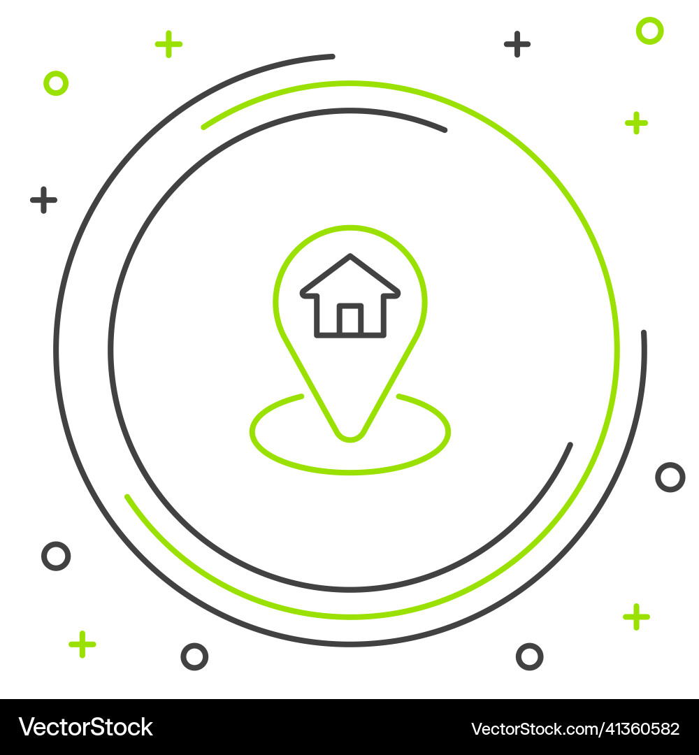 Line map pointer with house icon isolated on white vector image