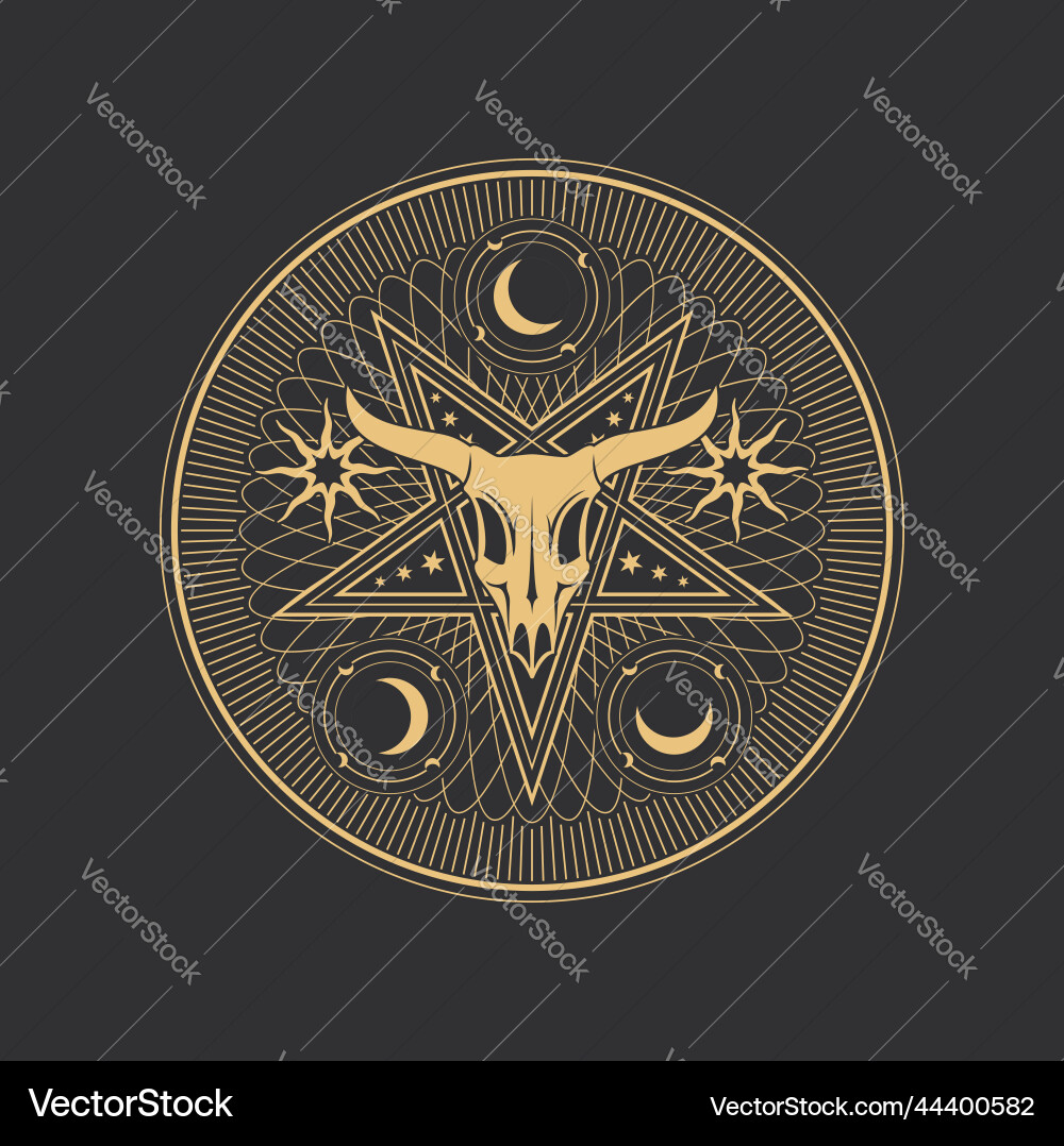 okkulte Pentagramm baphomet skull in pentacle star Okkulte Pentagramm baphomet skull in pentacle star vektorbild
