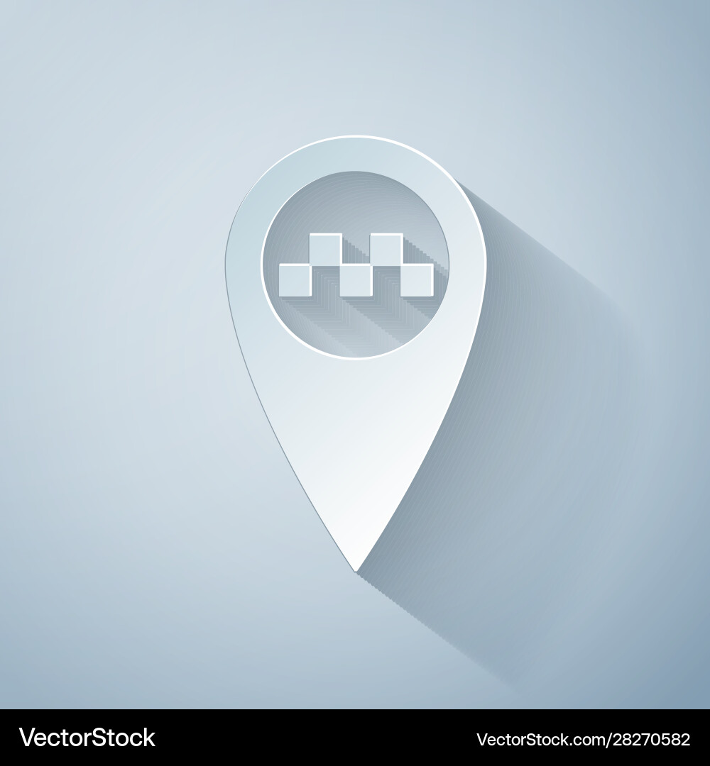 Paper cut map pointer with taxi icon isolated Vector Image