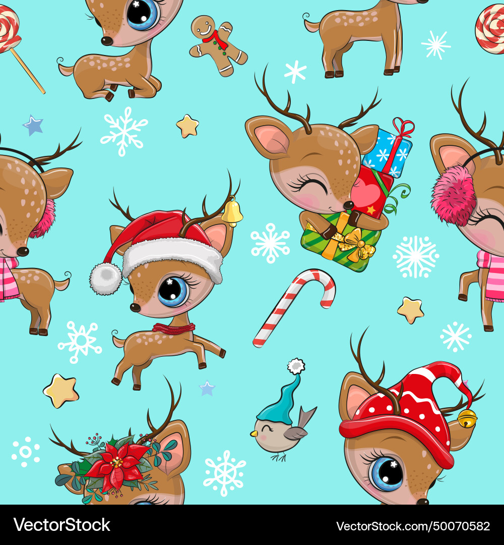 Seamless pattern with cute deer Royalty Free Vector Image