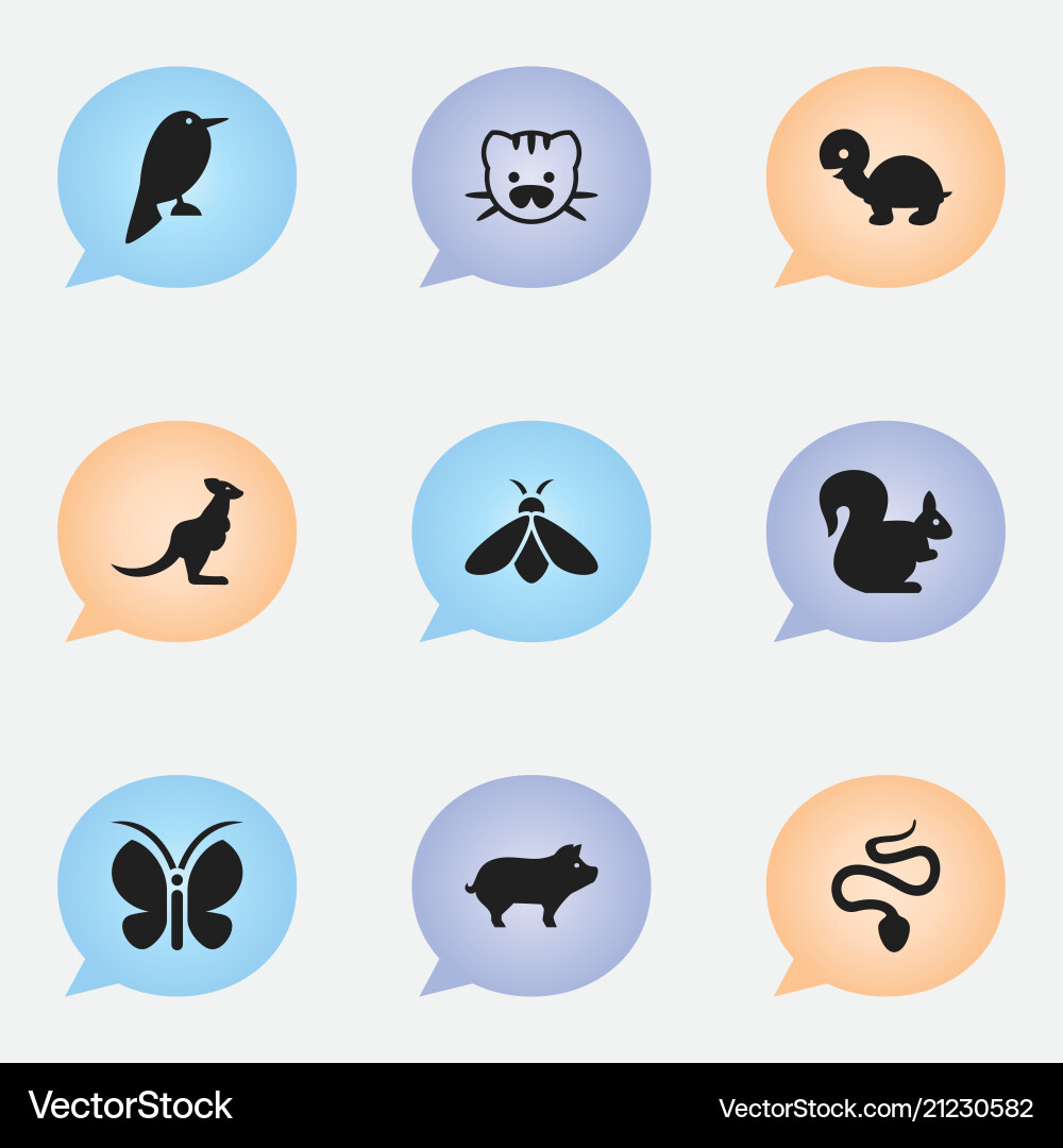 Set of 9 editable zoo icons includes symbols Set of 9 editable zoo icons includes symbols Vector Image