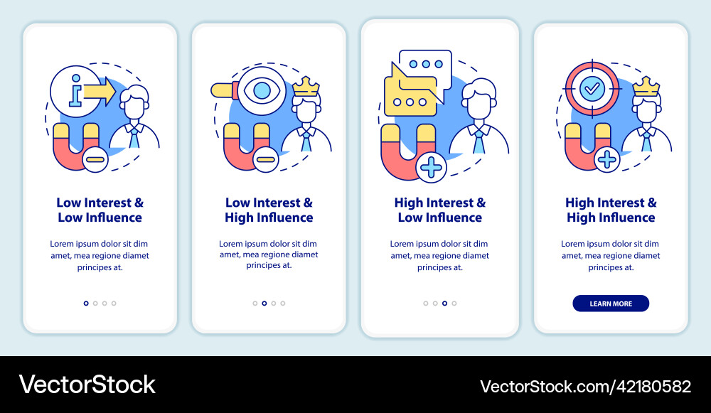 Stakeholder mapping onboarding mobile app screen vector image