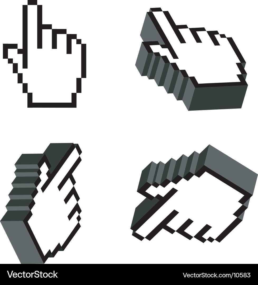 3D Hand Cursors - Pointing Vector Image