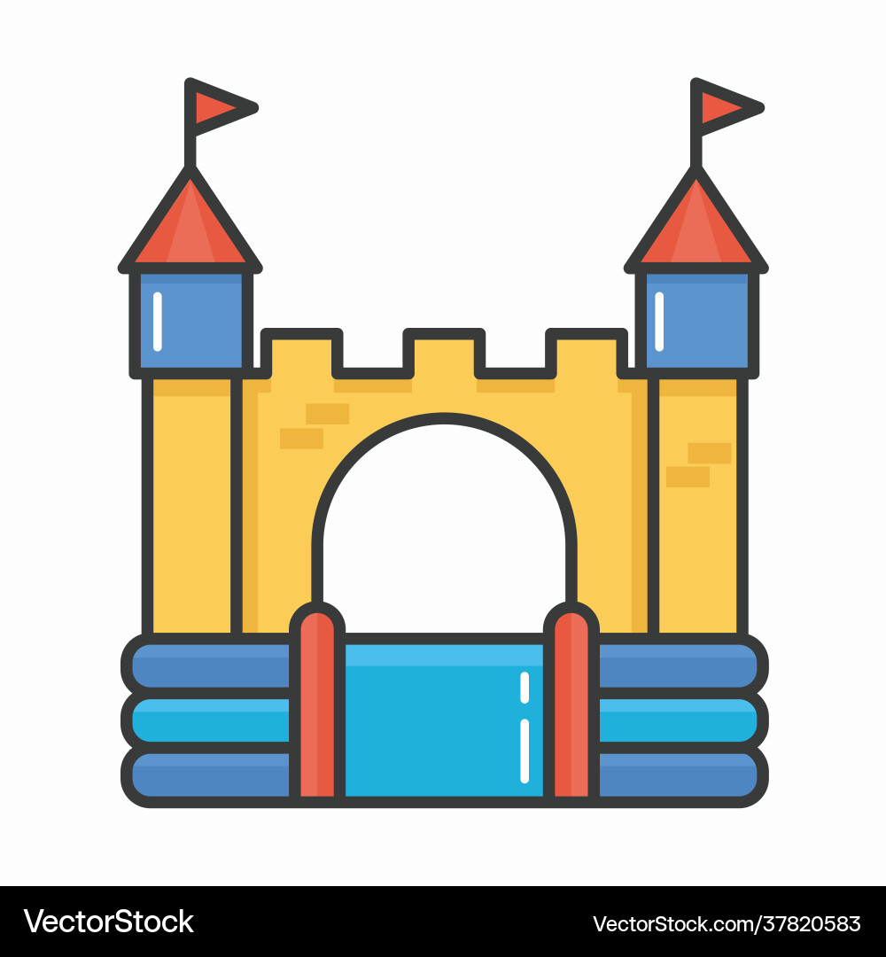 Bouncy inflatable castle tower and equipment vector image