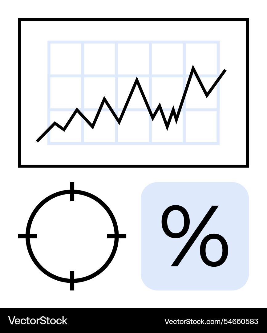Business growth analysis with line graph target Vector Image