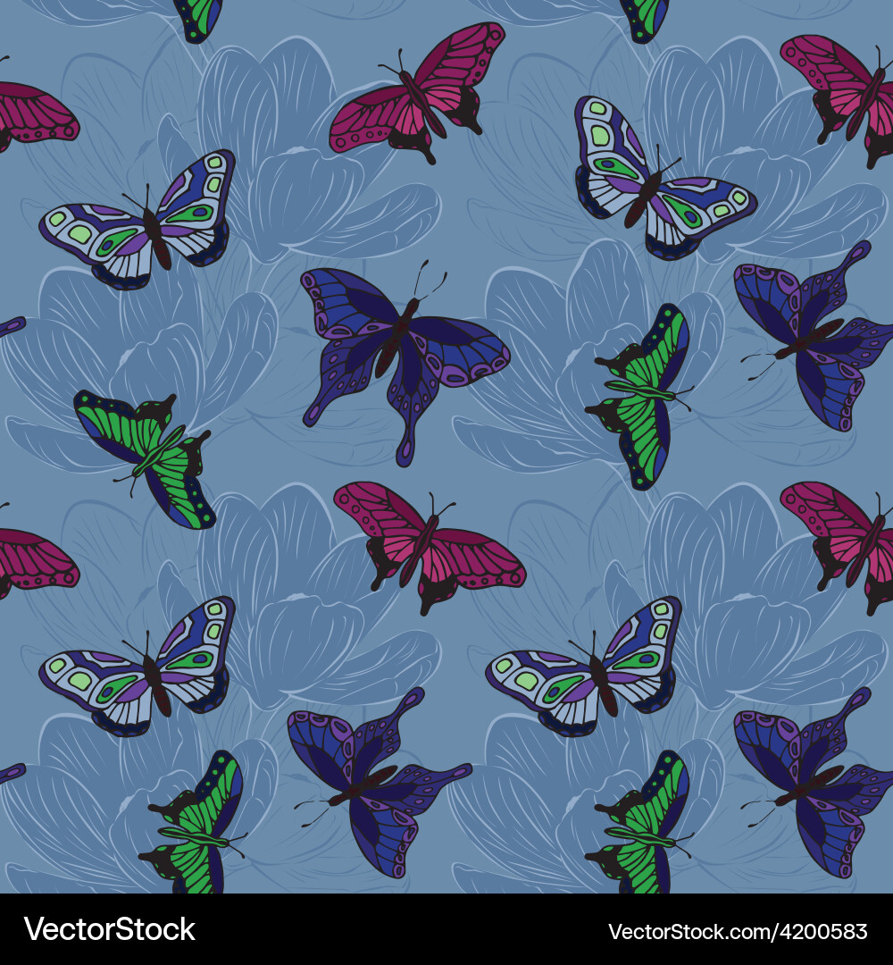 Butterfly Meadow Pattern vector image