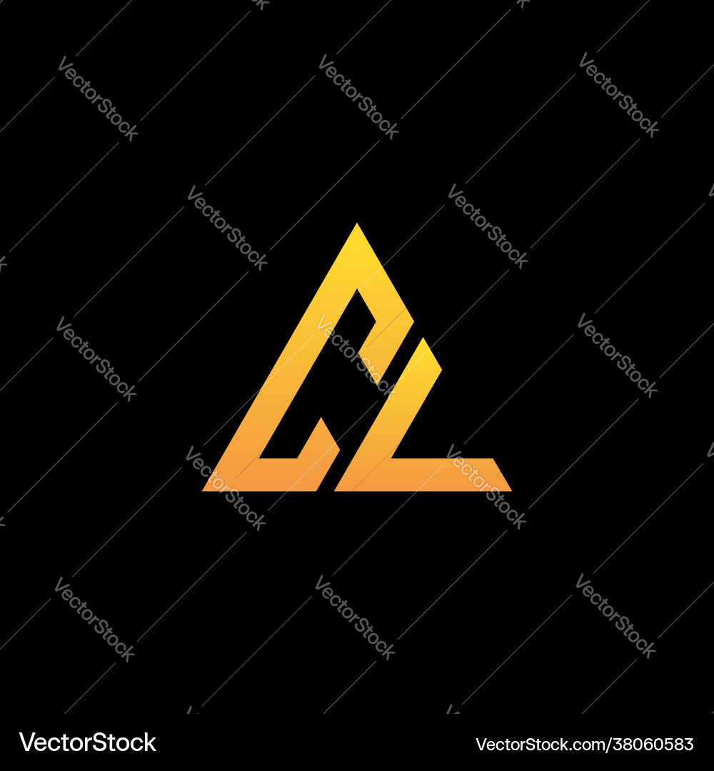 C l monogram initial logo with a yellow triangle C l monogram initial logo with a yellow triangle vector image