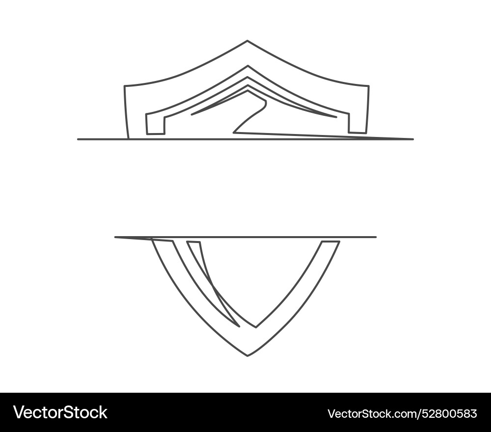 Continuous drawing of one line a shield Continuous drawing of one line a shield vector image