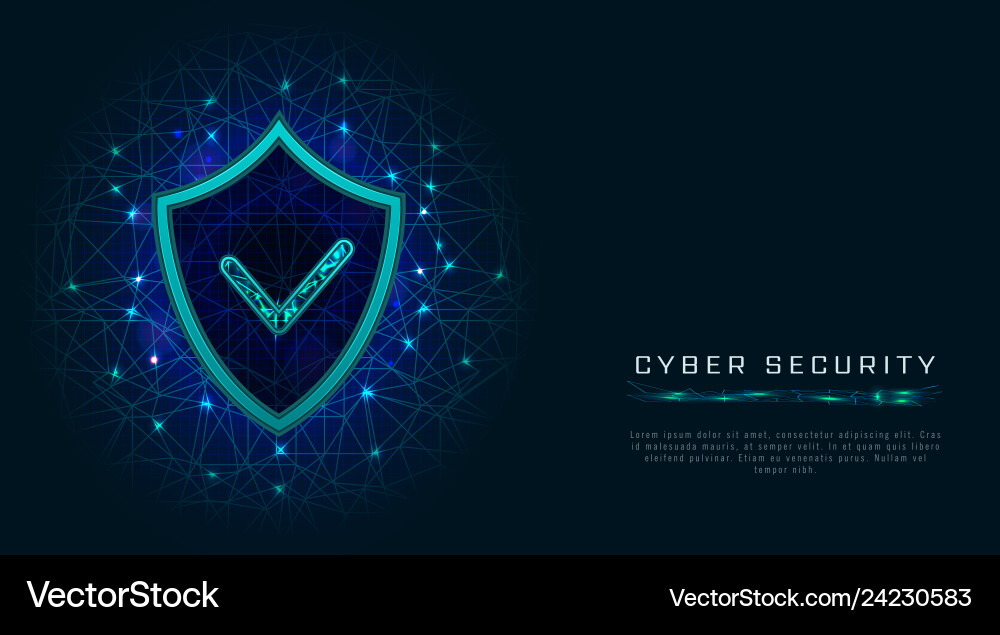 Cyber security concept shield with check mark Cyber security concept shield with check mark vector image