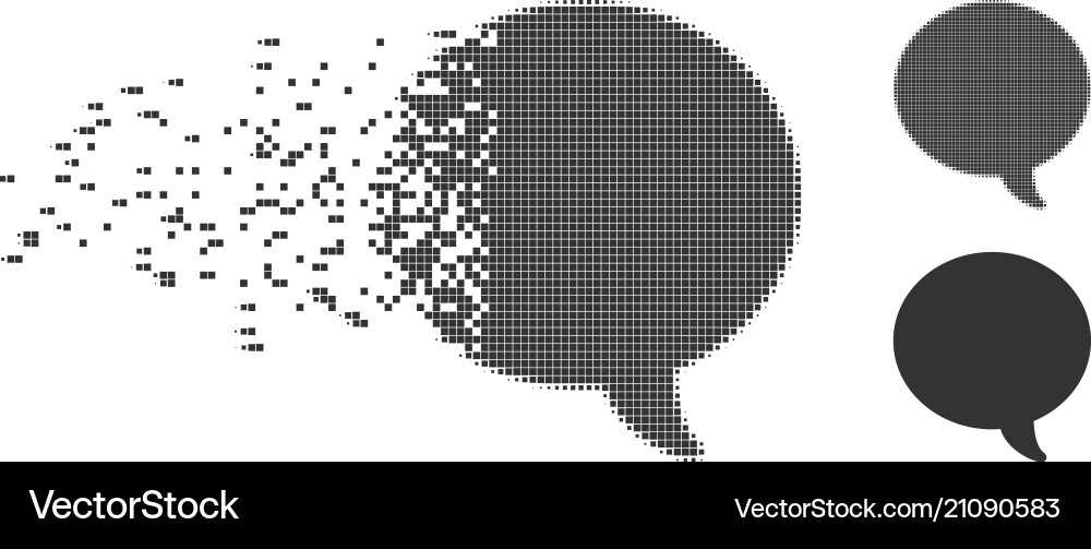 Decomposed pixel halftone message bubble icon Decomposed pixel halftone message bubble icon vector image