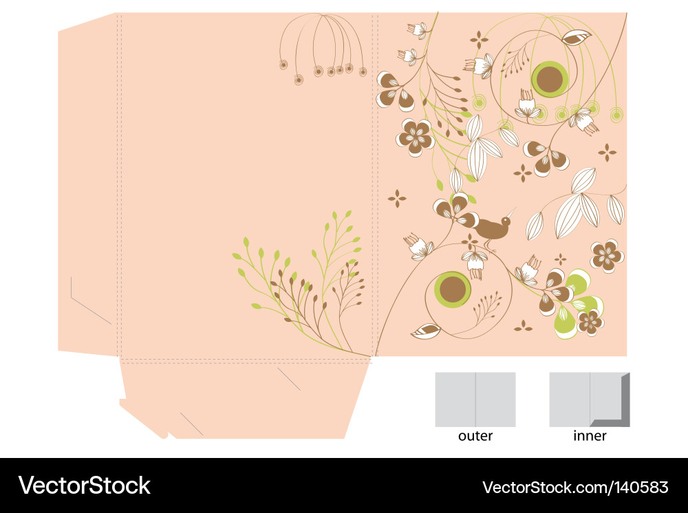 Decorative folder with floral pattern Vector Image