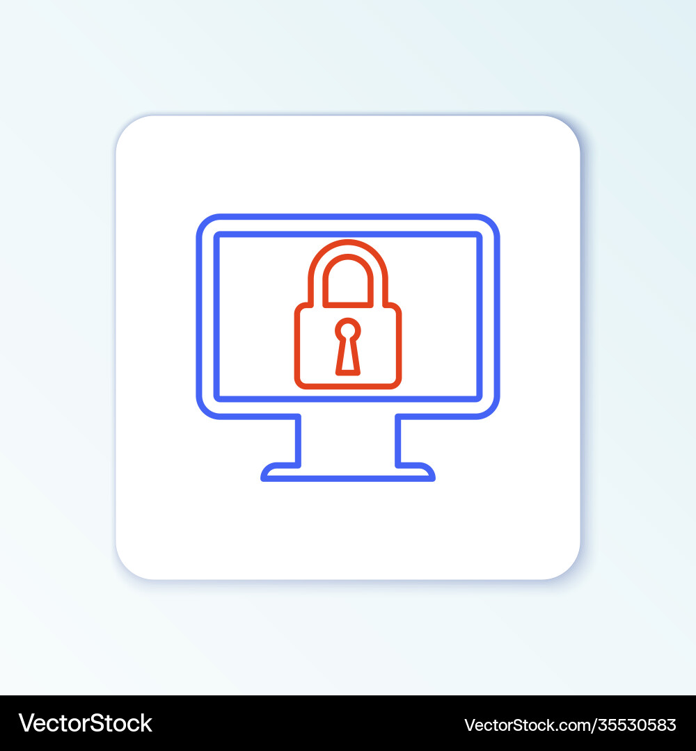 Line lock on computer monitor screen icon isolated Line lock on computer monitor screen icon isolated vector image