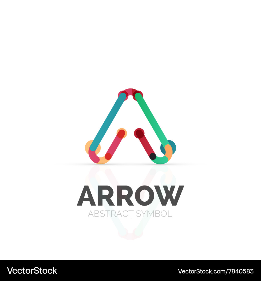Linear arrow abstract logo connected multicolored Vector Image