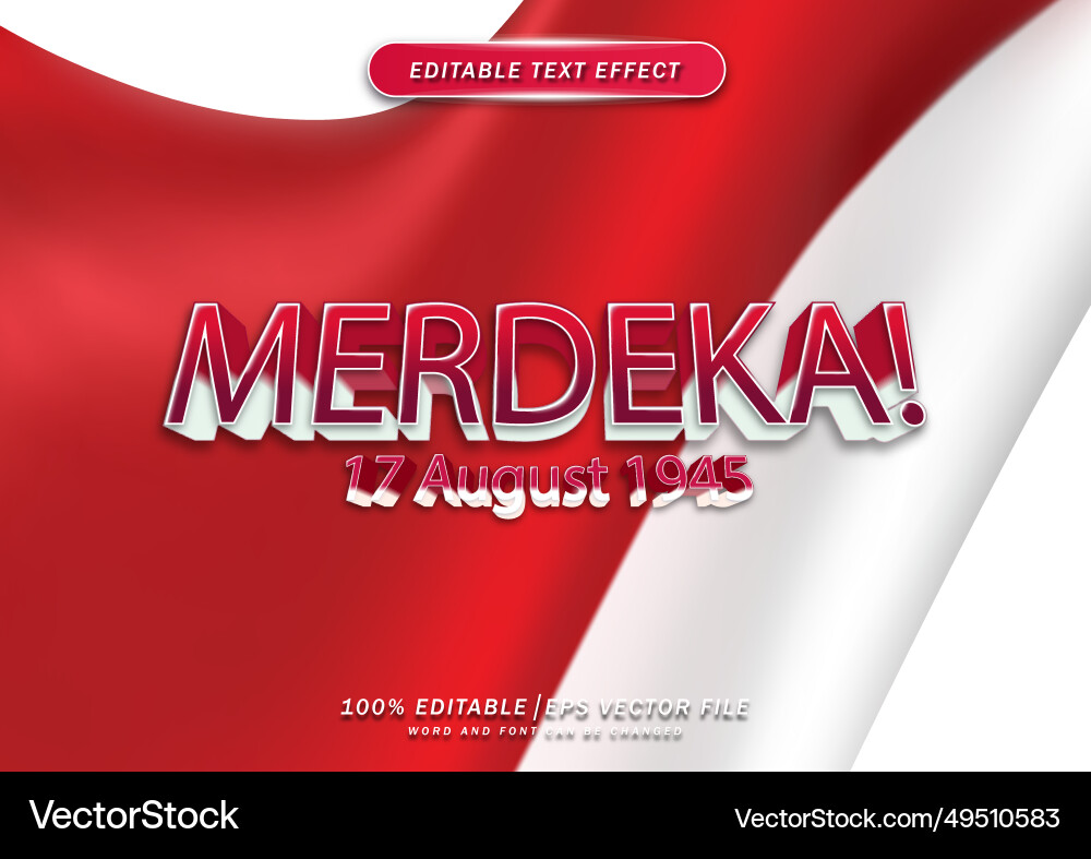 Merdeka text editable effect Vector Image