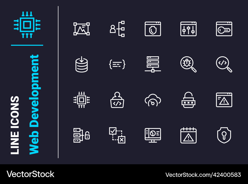 Modern coding and web development icons set vector image