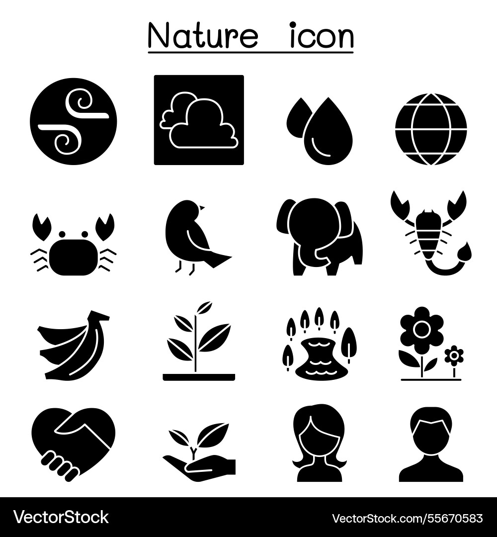 Natur- und Umweltikone im Glyph-Stil Natur- und Umweltikone im Glyph-Stil vektorbild