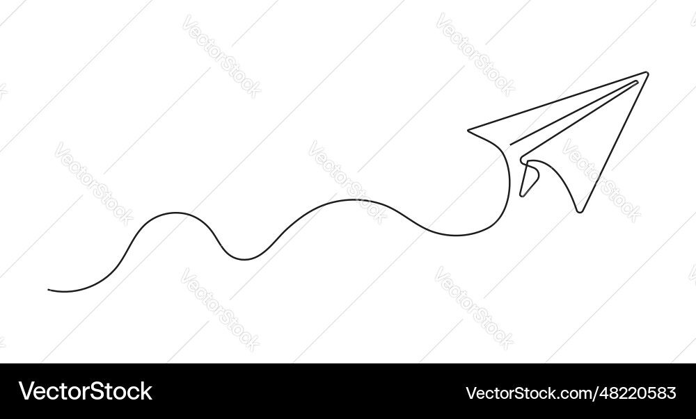 Plane icon continuous style with fly rout Vector Image