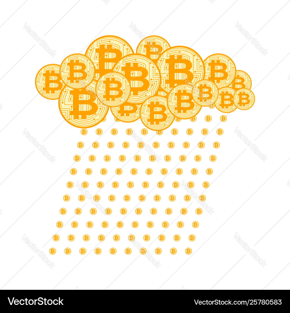 Rain bitcoin cloud crypto currency virtual money – Royalty-Free Vector |  VectorStock