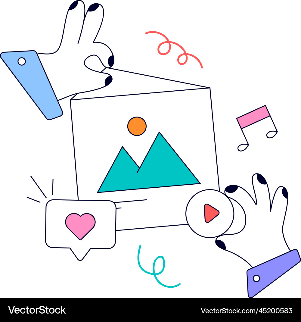 Ready to use animated design of media content vector image