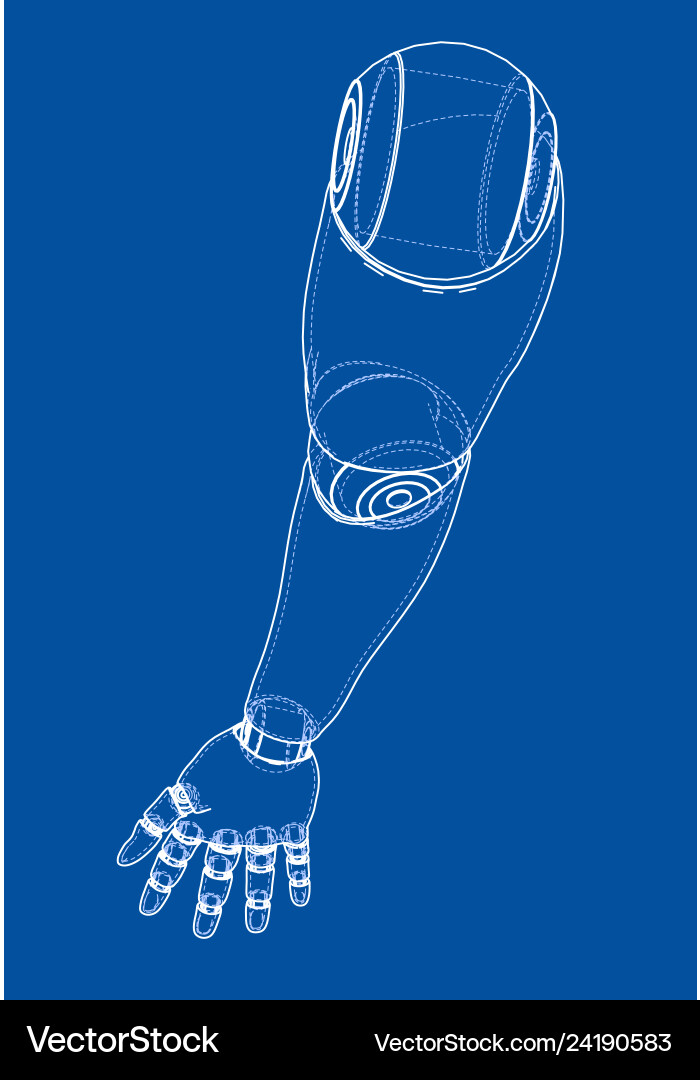 Robot hand outline rendering of 3d Vector Image