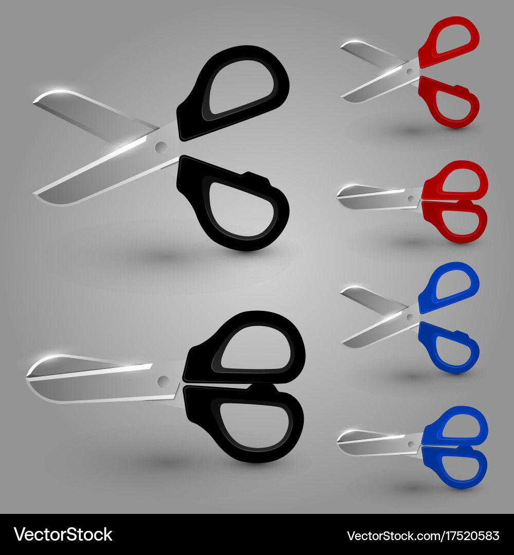 Scissors color set vector image
