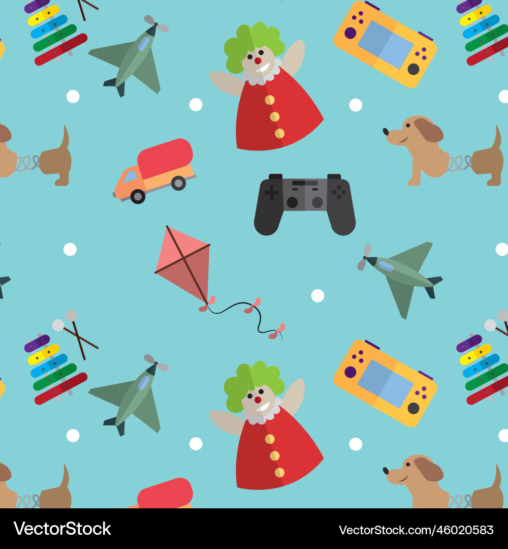 Seamless pattern background with toy icons Vector Image