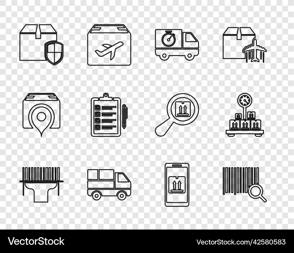 Set line scanner scanning bar code search barcode Vector Image