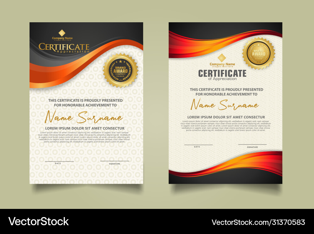 Set modern certificate template with flow lines Set modern certificate template with flow lines vector image